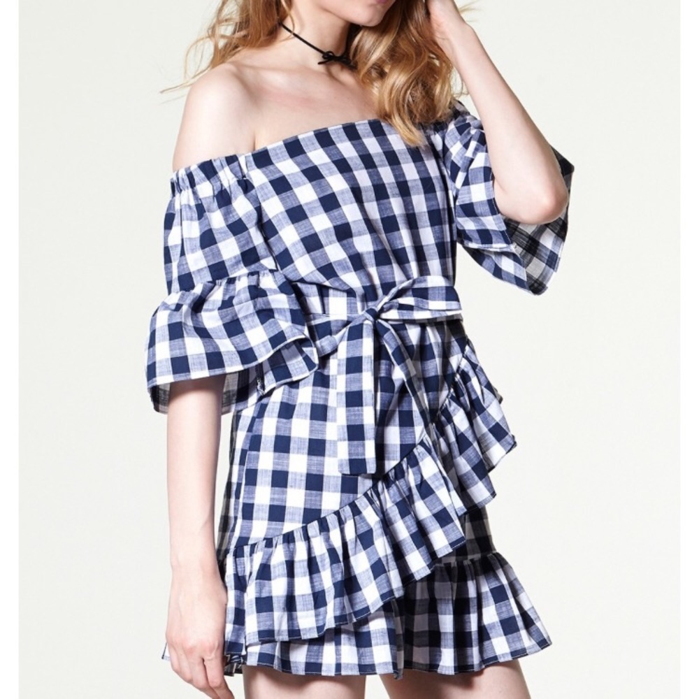 Off shoulder Storets XS gingham dress